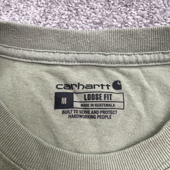 Carhartt Loose Fit Graphic T-Shirt Mens Medium Green Crew Neck Cotton Casual Tee - Picture 4 of 10